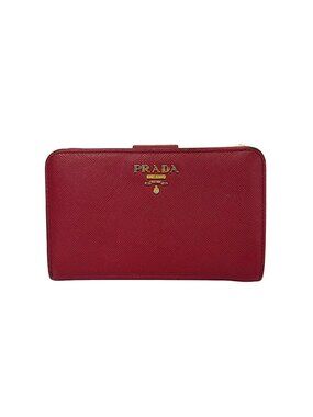 Prada Bifold Wallet Red Leather